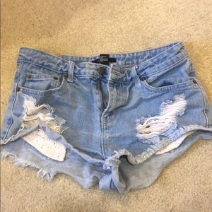 forever 21 blue denim shorts